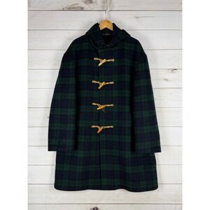 VTG Gloverall Duffle Coat Mens 42 Plaid Toggle Closure Hood Made in England READ